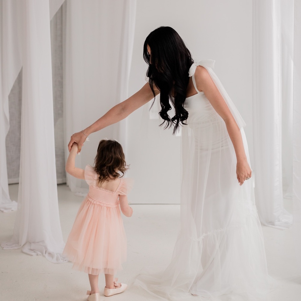 White long tulle gown